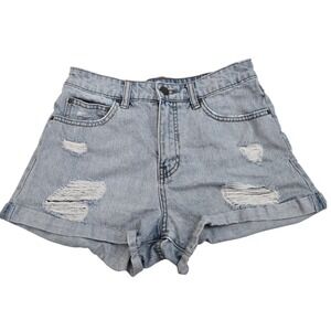 Billabong High Tides Distressed Denim Shorts Women Size 26 Thrashed Cut Off Blue